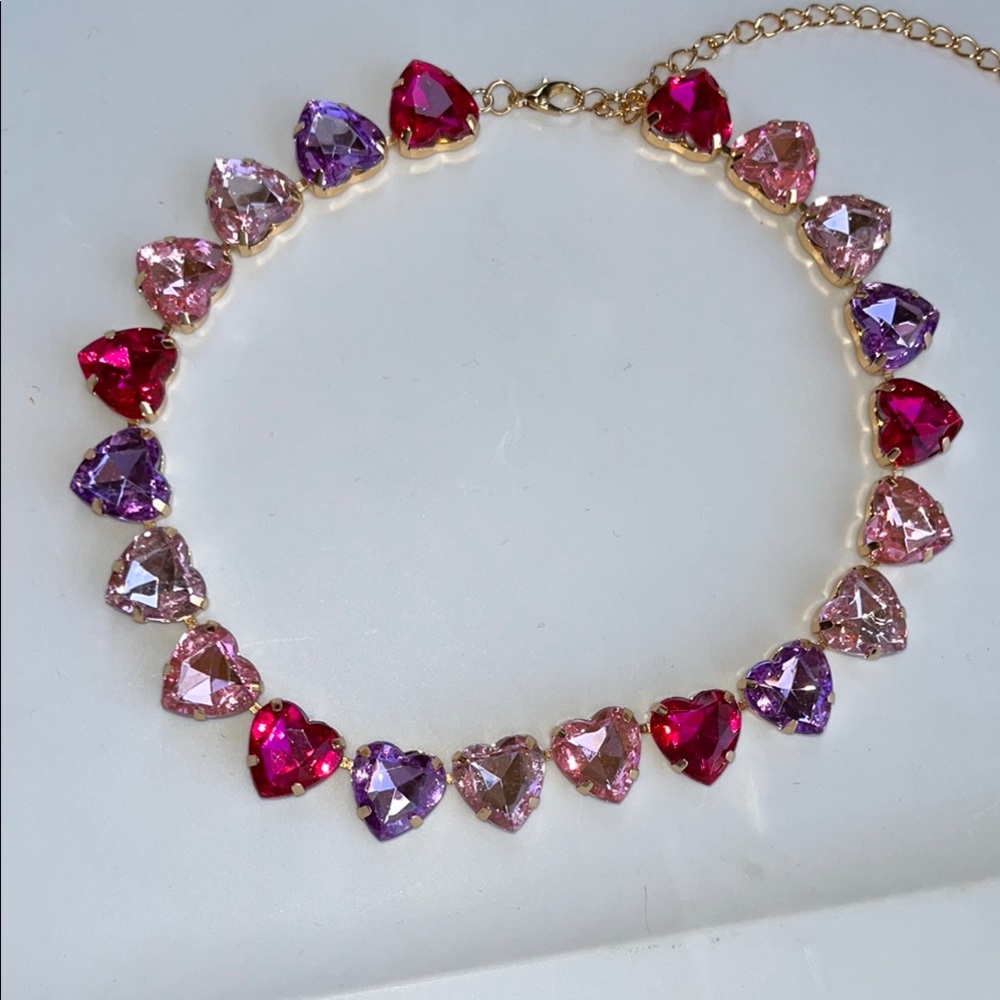 Heart-Shaped Pink and Purple Necklace - Picture 4 of 11